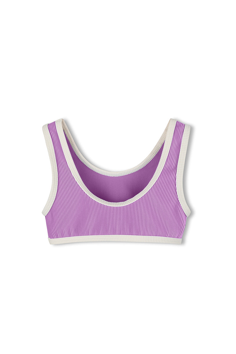 Mini Stripe Scoop Bikini Top - Lilac