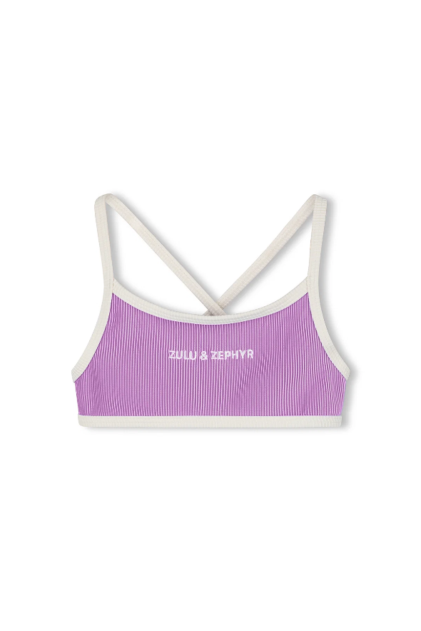 Mini Stripe Logo Bikini Top - Lilac