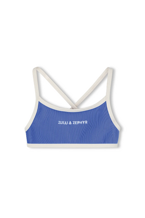 Mini Stripe Logo Bikini Top - Sea Blue