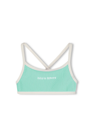Mini Stripe Logo Bikini Top - Aqua