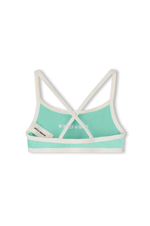 Mini Stripe Logo Bikini Top - Aqua