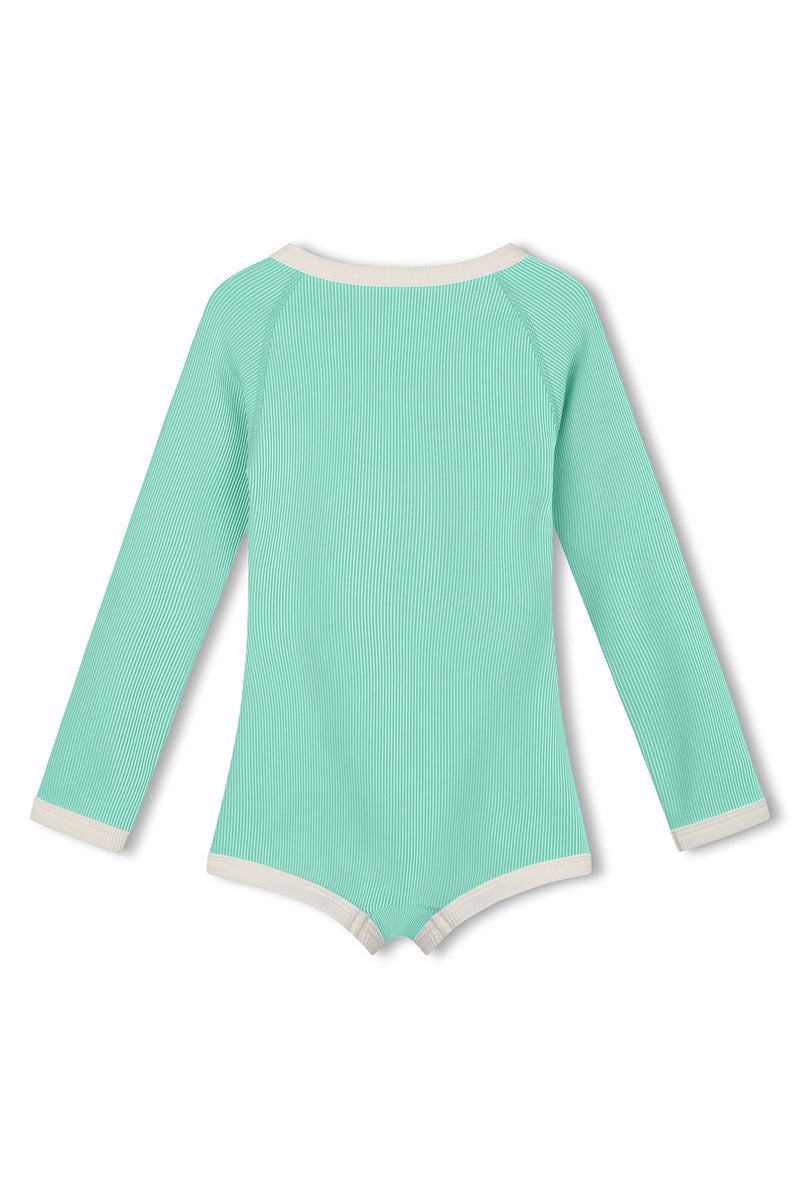 Mini Stripe Rashie Onesie - Aqua