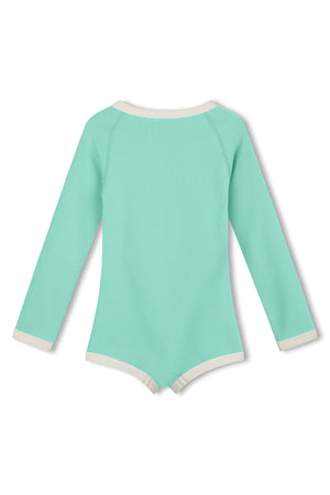 Mini Stripe Rashie Onesie - Aqua