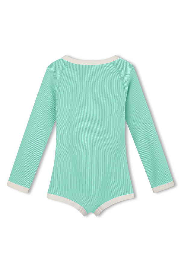 Mini Stripe Rashie Onesie - Aqua