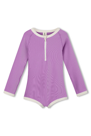 Mini Stripe Rashie Onesie - Lilac