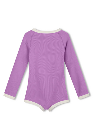 Mini Stripe Rashie Onesie - Lilac