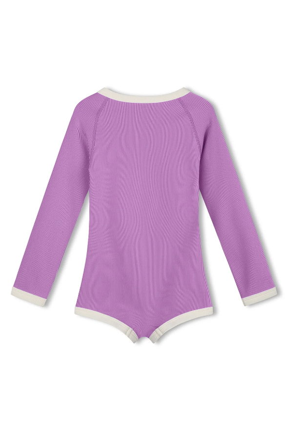 Mini Stripe Rashie Onesie - Lilac