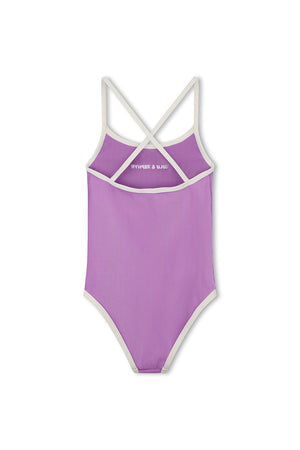 Mini Stripe Logo One Piece - Lilac