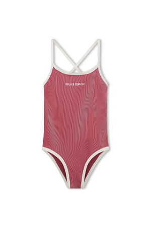 Mini Stripe Logo One Piece - Clay Red
