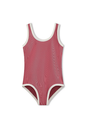 Mini Stripe Scoop One Piece - Clay Red