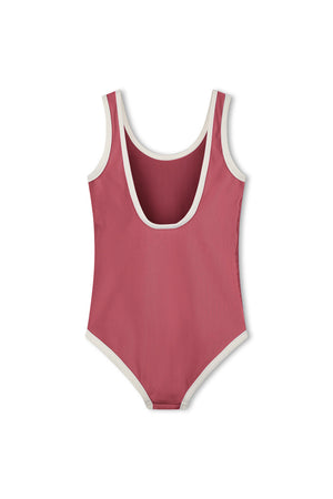 Mini Stripe Scoop One Piece - Clay Red