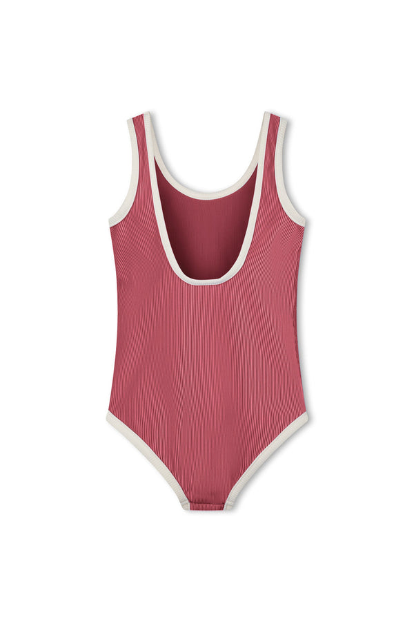 Mini Stripe Scoop One Piece - Clay Red