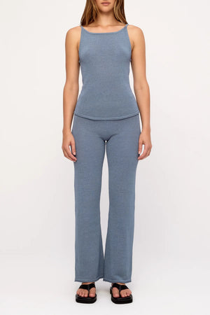 Denim Blue Textured Knit Tank - Denim Blue Solid