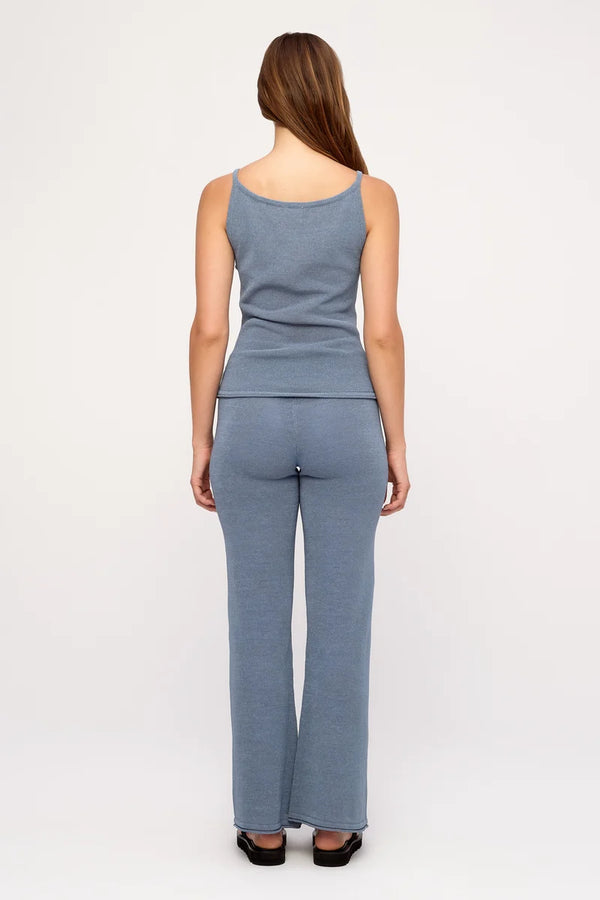 Denim Blue Textured Knit Tank - Denim Blue Solid