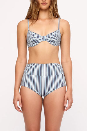 Blue Pin Stripe Balconette Bra Cup Top - Blue Pin Stripe