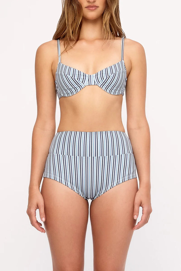 Blue Pin Stripe Balconette Bra Cup Top - Blue Pin Stripe