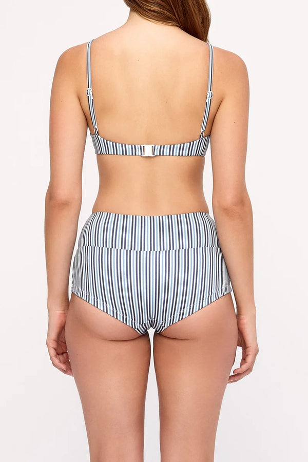 Blue Pin Stripe Balconette Bra Cup Top - Blue Pin Stripe