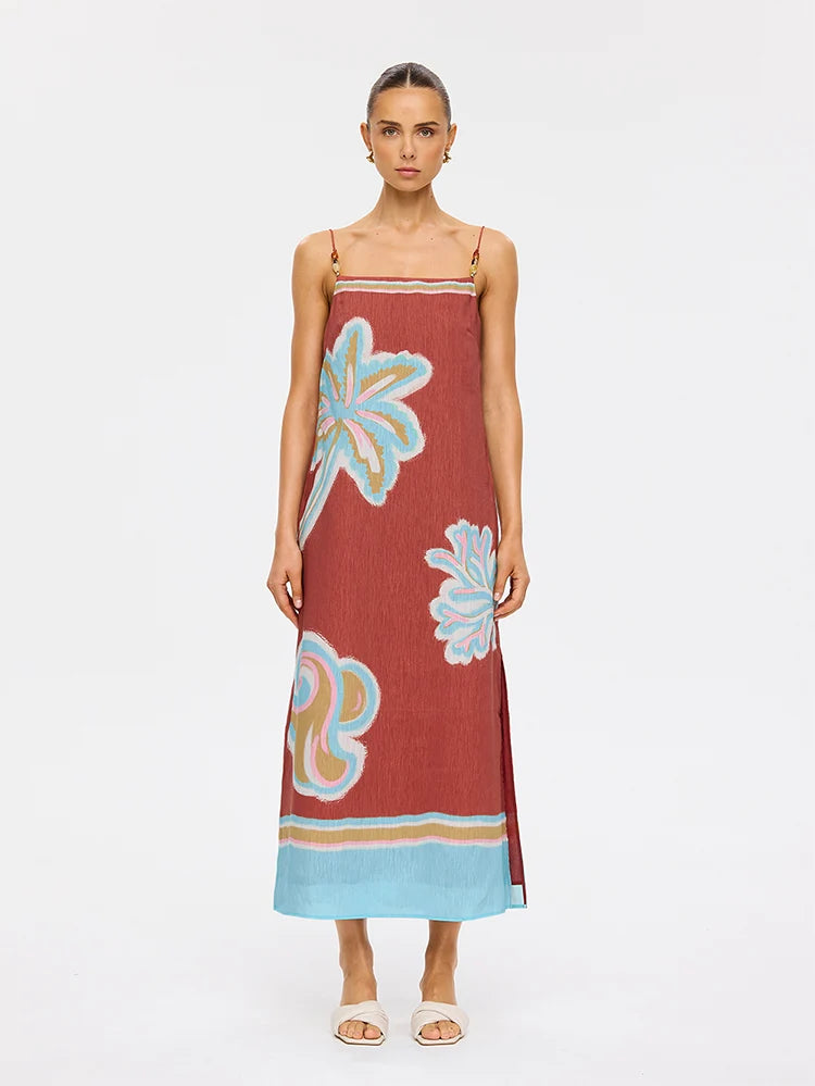 Enzo Midi Dress - Maroon