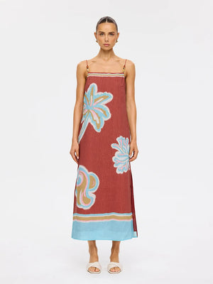 Enzo Midi Dress - Maroon