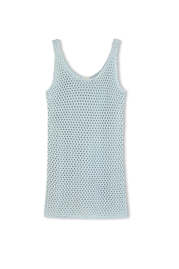 Crochet Knit Mini Dress - Light Blue