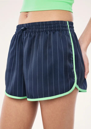 Balance Satin Short - Dark Navy/Pinstripe