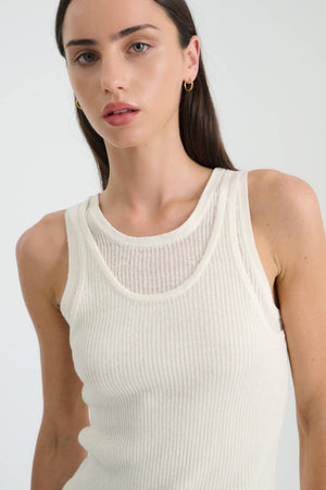 JANI DOUBLE-LAYER KNIT TANK - BONE