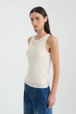JANI DOUBLE-LAYER KNIT TANK - BONE