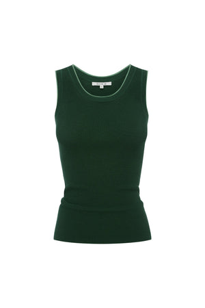ZOE CONTRAST KNIT TANK - BOTTLE GREEN