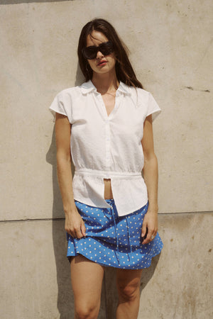 ALLIE PEPLUM BLOUSE - BONE