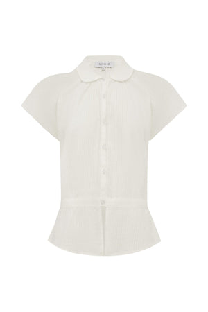ALLIE PEPLUM BLOUSE - BONE