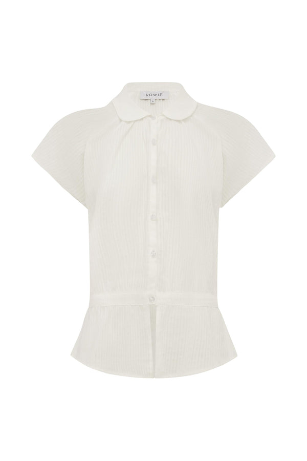 ALLIE PEPLUM BLOUSE - BONE