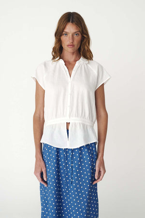 ALLIE PEPLUM BLOUSE - BONE