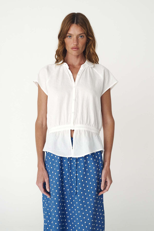 ALLIE PEPLUM BLOUSE - BONE