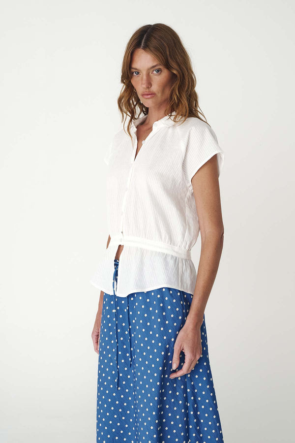 ALLIE PEPLUM BLOUSE - BONE