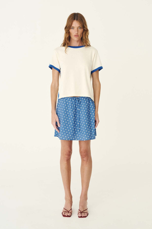 FRANNIE SILK MINI SKIRT - CORNFLOWER BLUE