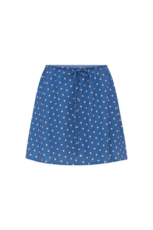 FRANNIE SILK MINI SKIRT - CORNFLOWER BLUE