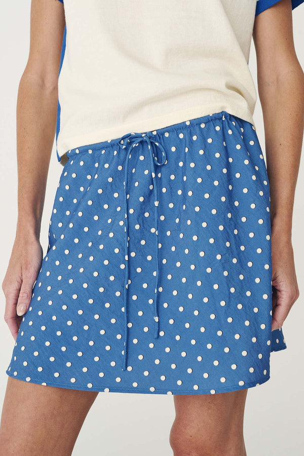 FRANNIE SILK MINI SKIRT - CORNFLOWER BLUE