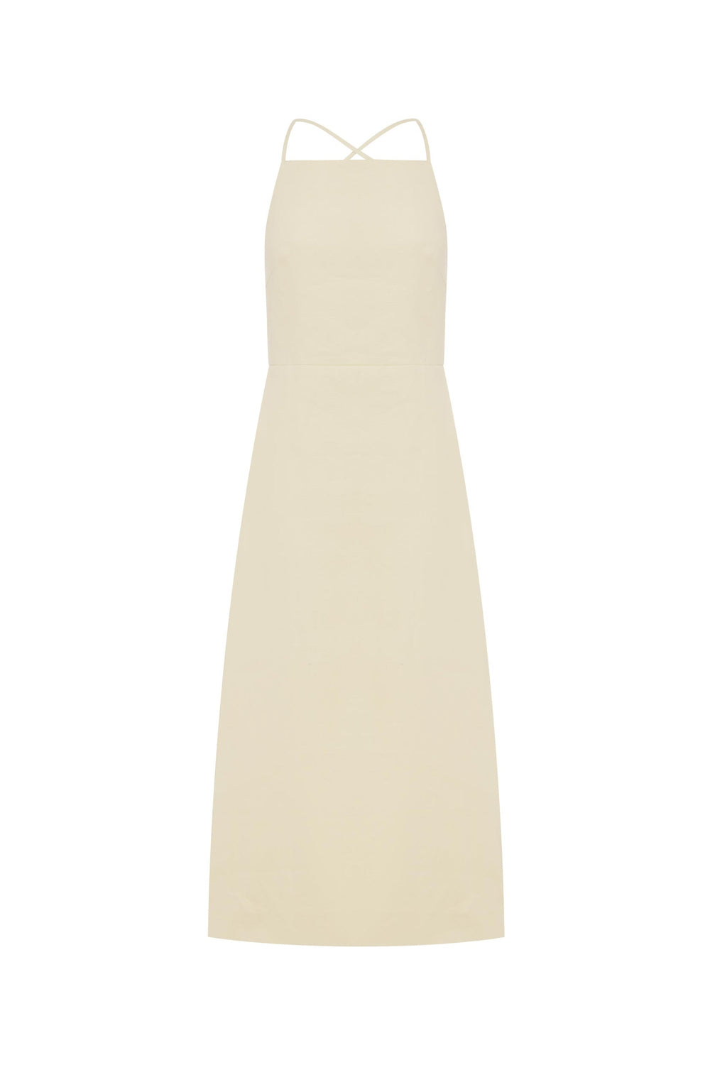 LUCIA LINEN MIDI DRESS - BUTTER CREME