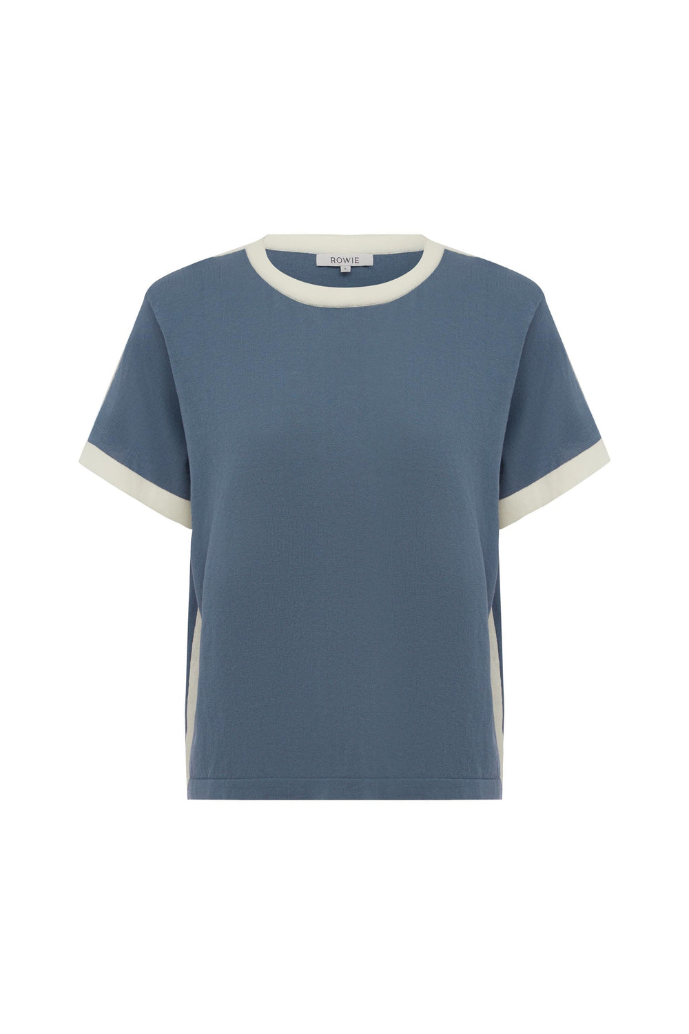 RANIA CONTRAST KNIT TEE - CHALK BLUE