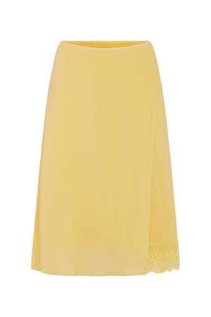 TESSA SILK MIDI SKIRT - LEMON