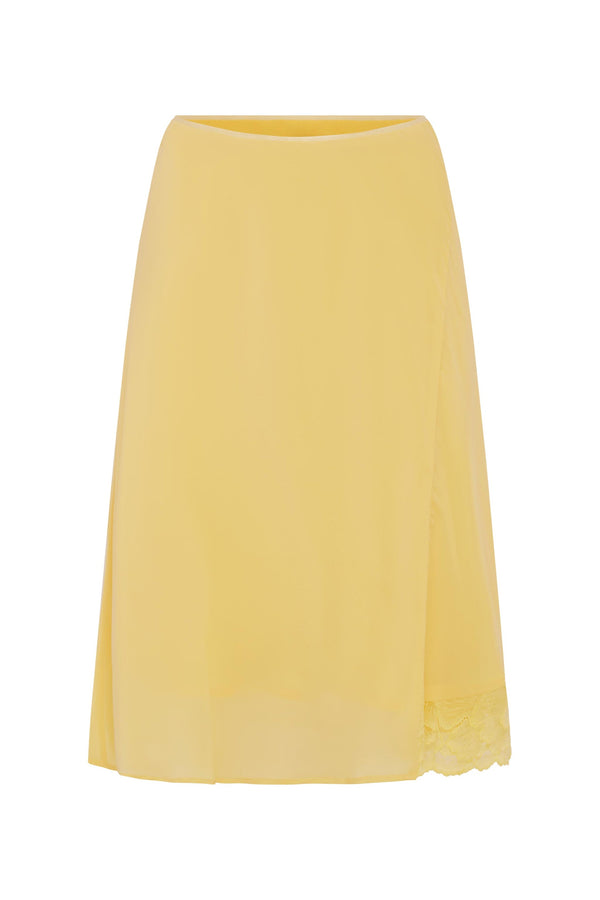 TESSA SILK MIDI SKIRT - LEMON