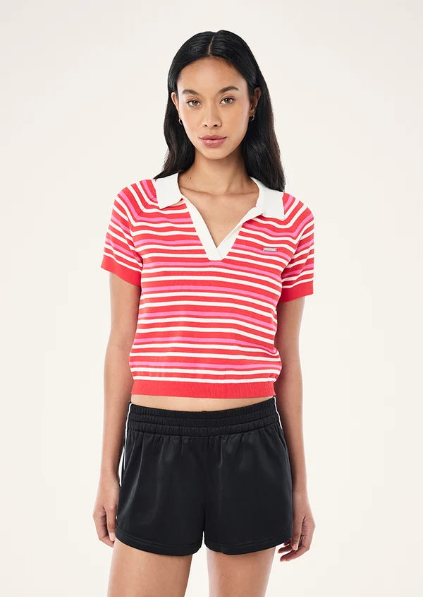 Radial Knit Polo - Strawberry