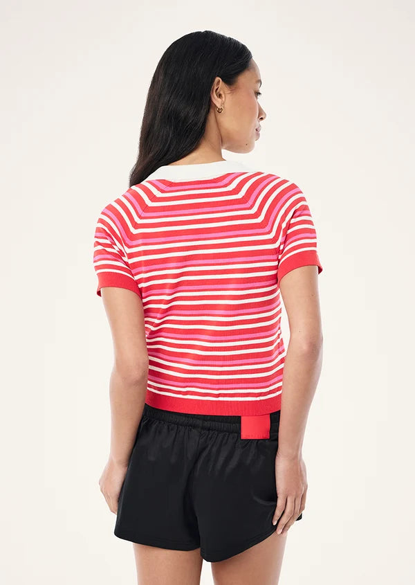 Radial Knit Polo - Strawberry