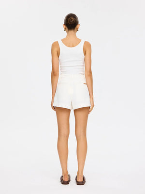 Lou Denim Short - White