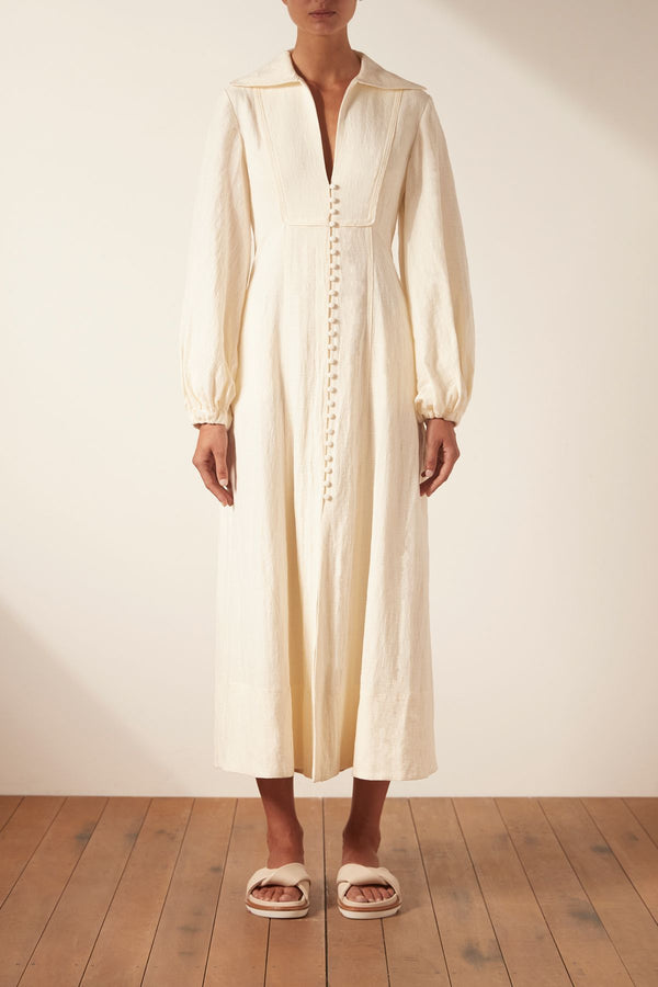 Brigette Button Up Midi Dress - Tofu