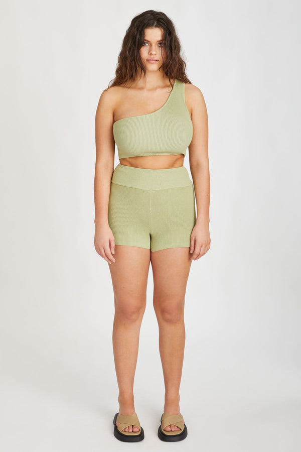 Olive Rib Knit Top