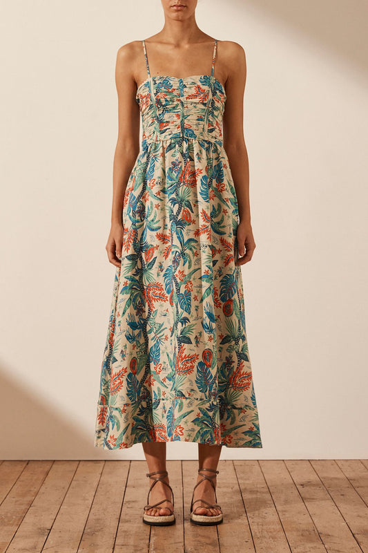 Mahalo Ruched Panel Midi Dress