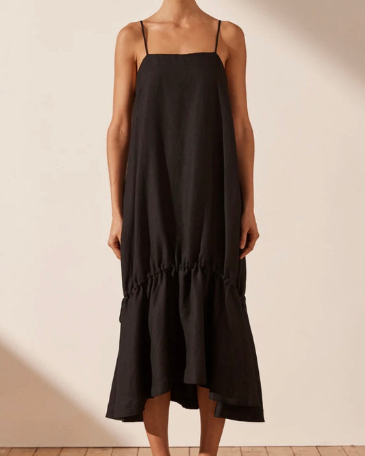 Morgan Lantern Midi Dress - Black