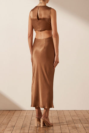 Felicity Twist Front Sleeveless Midi Dress - Almond