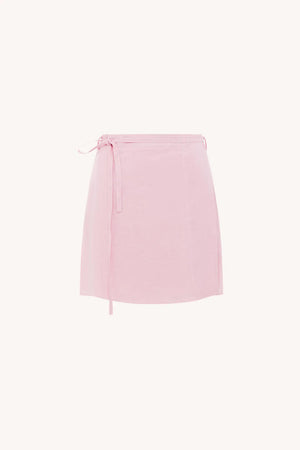 Patsy Linen Mini Wrap Skirt - Peony Pink
